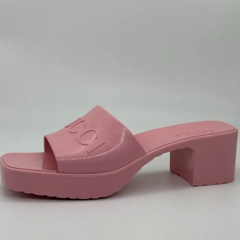 Gucci Rubber Slides Pink Size 8